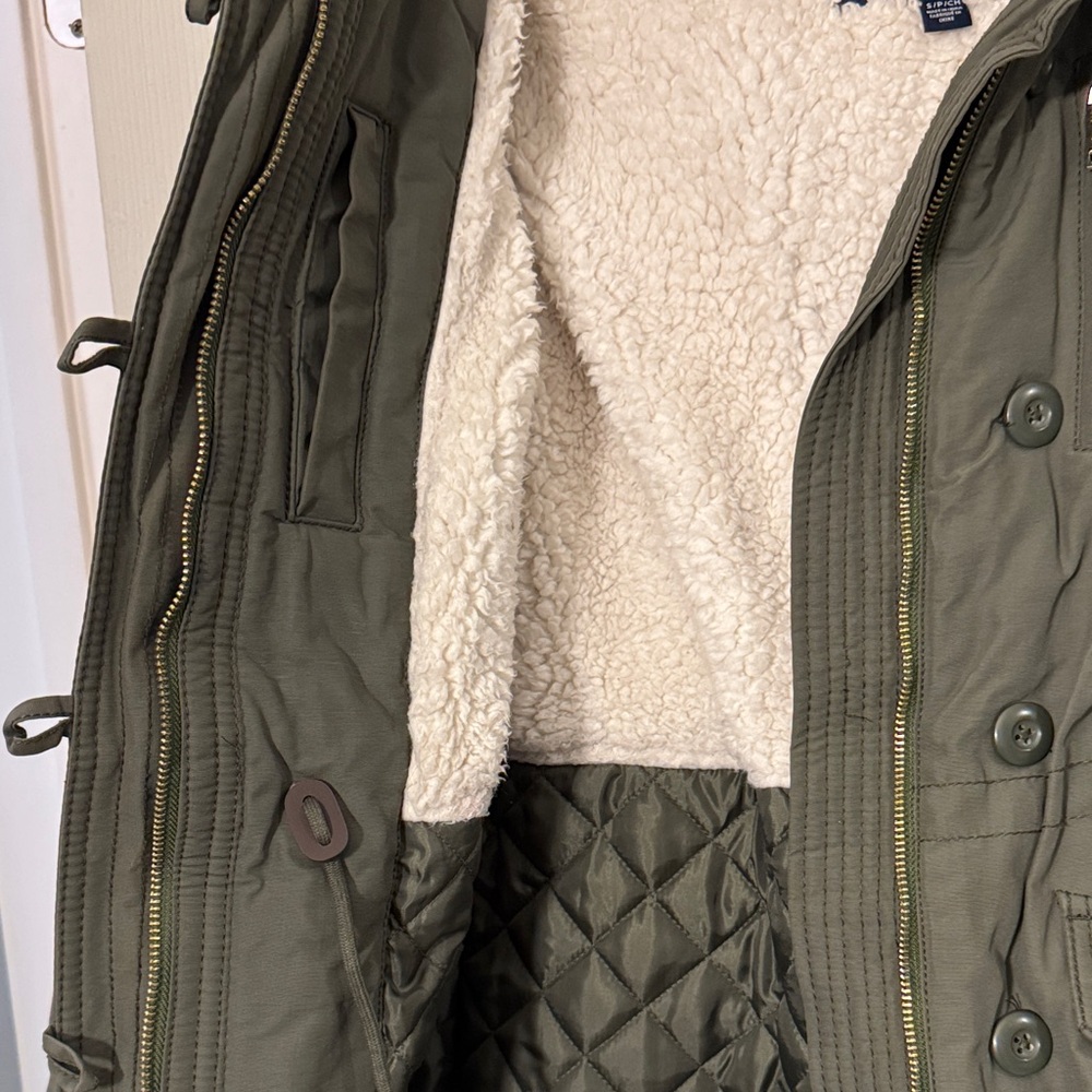 Olive Green Parka with Faux Fur Hood - Picture 5 of 7